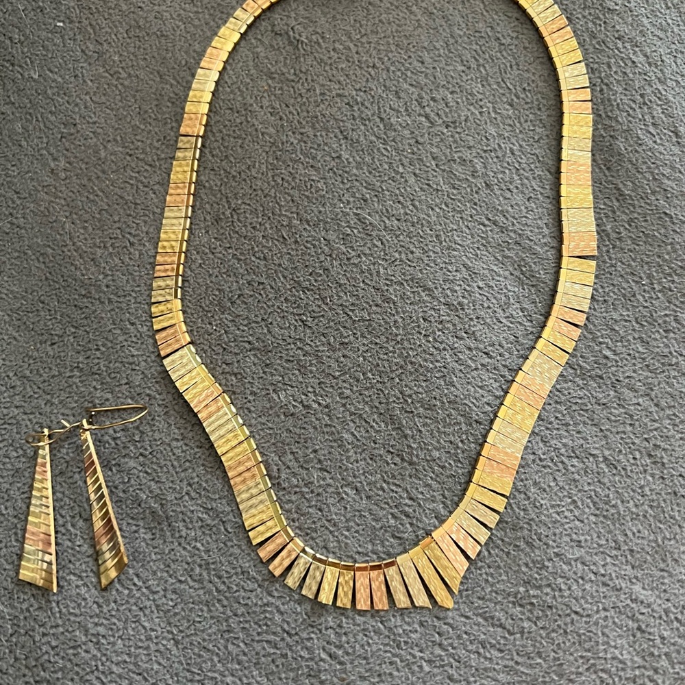 14K gold necklace with earrings
